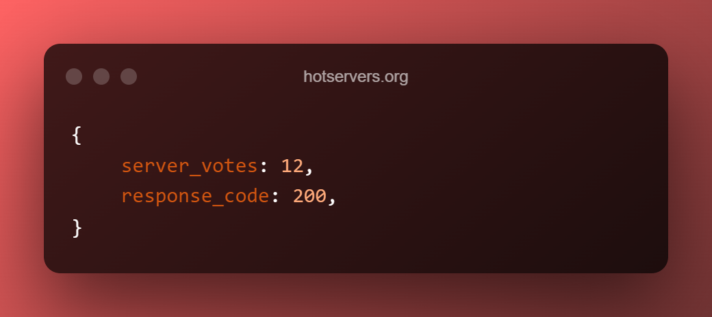 Example response from hotservers api when getting total server votes